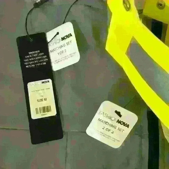 New With Tags Fashion Nova Nora Reflective Mini Dress - Grey. Size M - Picture 5 of 5